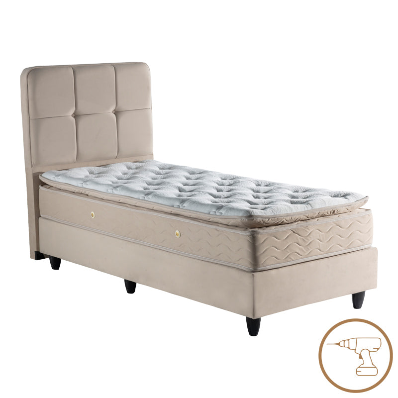 Единично легло PUNTO кремаво кадифе 90x200см