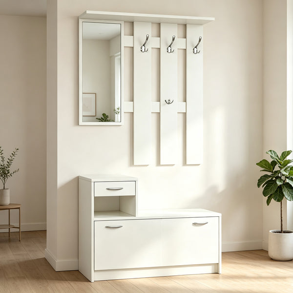 Входен модул JENTIA с огледало бяло mdf 100x24x186см