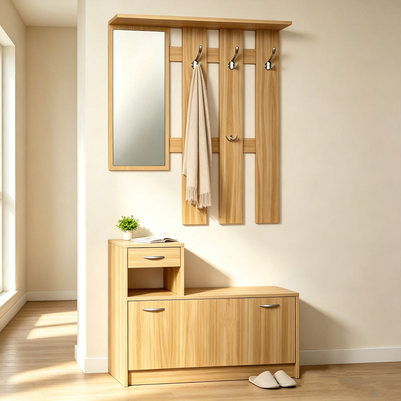Входен модул  JENTIA  с огледало sonoma mdf 100x24x186см