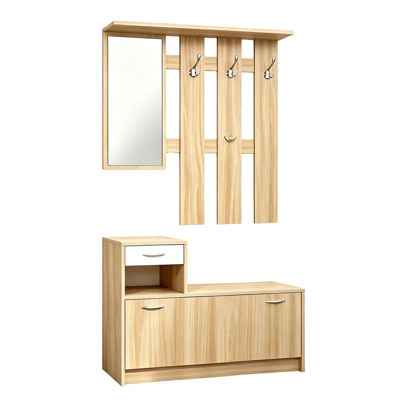 Входен модул  JENTIA с огледало сонома с бял mdf 100x24x186см