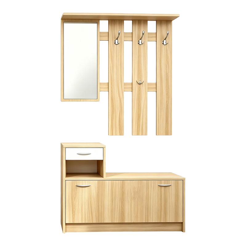 Входен модул  JENTIA с огледало сонома с бял mdf 100x24x186см