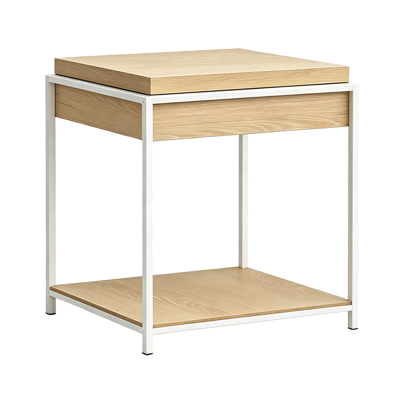 Странична маса ODAR с място за съхранение sonoma mdf с бял метал 51x51x60см