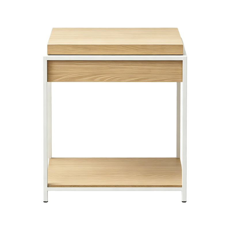 Странична маса ODAR с място за съхранение sonoma mdf с бял метал 51x51x60см