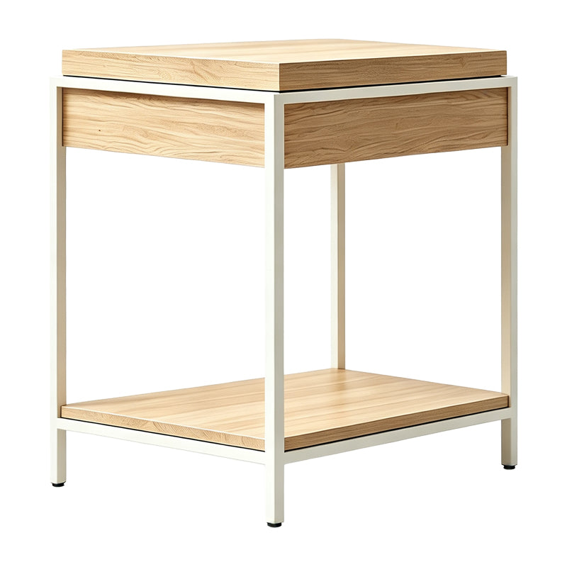 Конзолна маса ODARс място за съхранение сонома mdf с бял метал 63x63x80см