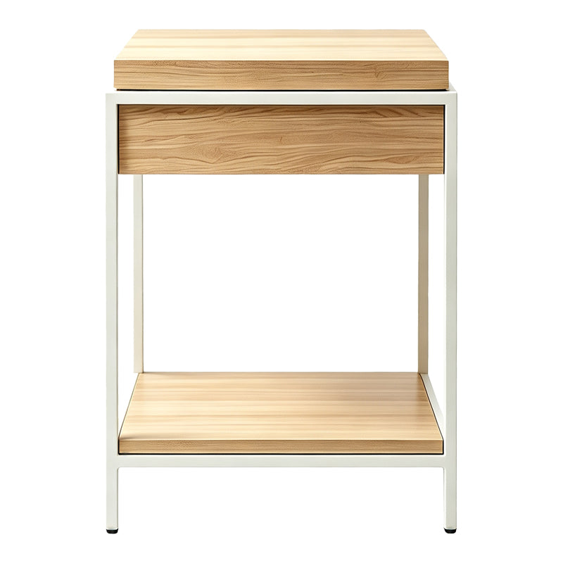 Конзолна маса ODARс място за съхранение сонома mdf с бял метал 63x63x80см