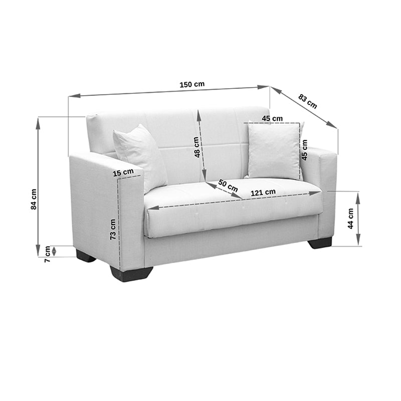 Vox разтегателен диван двуместен с място за съхранение сив плат 150x84x83см