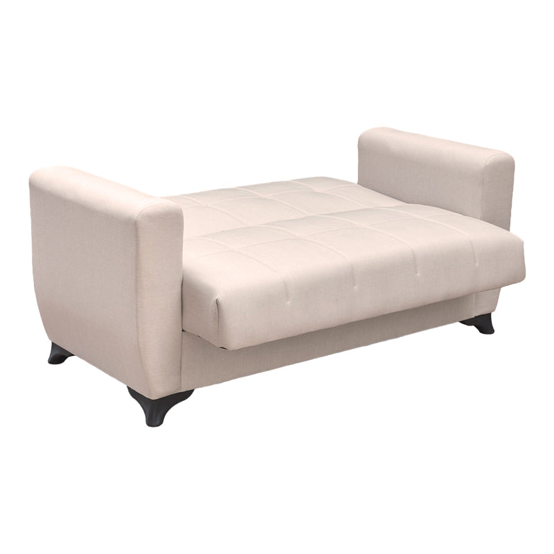 Разтегателен диван modesto с място за съхранение, бежов плат, 155x84x83см