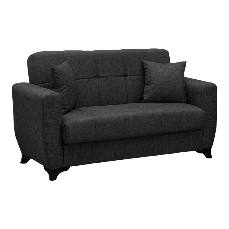 Разтегателен диван modesto с място за съхранение, сив, плат 155x84x83см