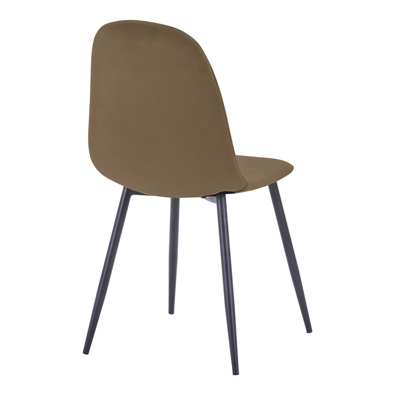 Стол bella d, кафяв кадифен плат, с черен метален крак, 44x55x85см