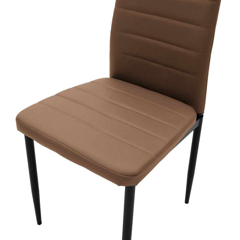 Стол  PARKER капучино цвят pu с черен метален крак 41x48x96см