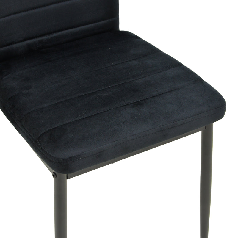 Стол parker черен кадифен с черен метален крак 41x48x96см