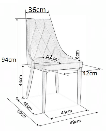 Трапезен стол Верту тъмносив цвят кадифе