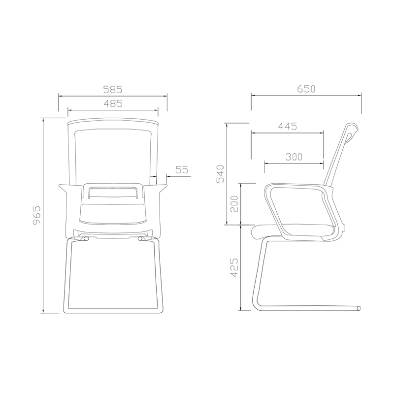 Посетителски стол Smart M, дамаска и меш, до 120 kg, черна седалка, тъмносиня облегалка, 2 броя в комплект