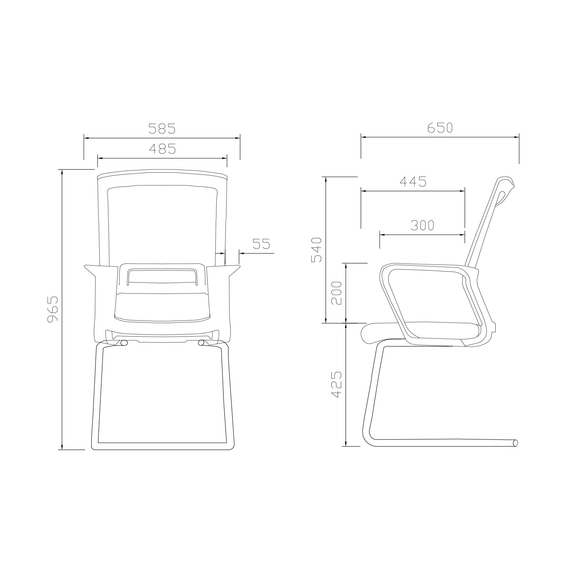 Посетителски стол Smart M, дамаска и меш, до 120 kg, черна седалка, черна облегалка, 2 броя в комплект