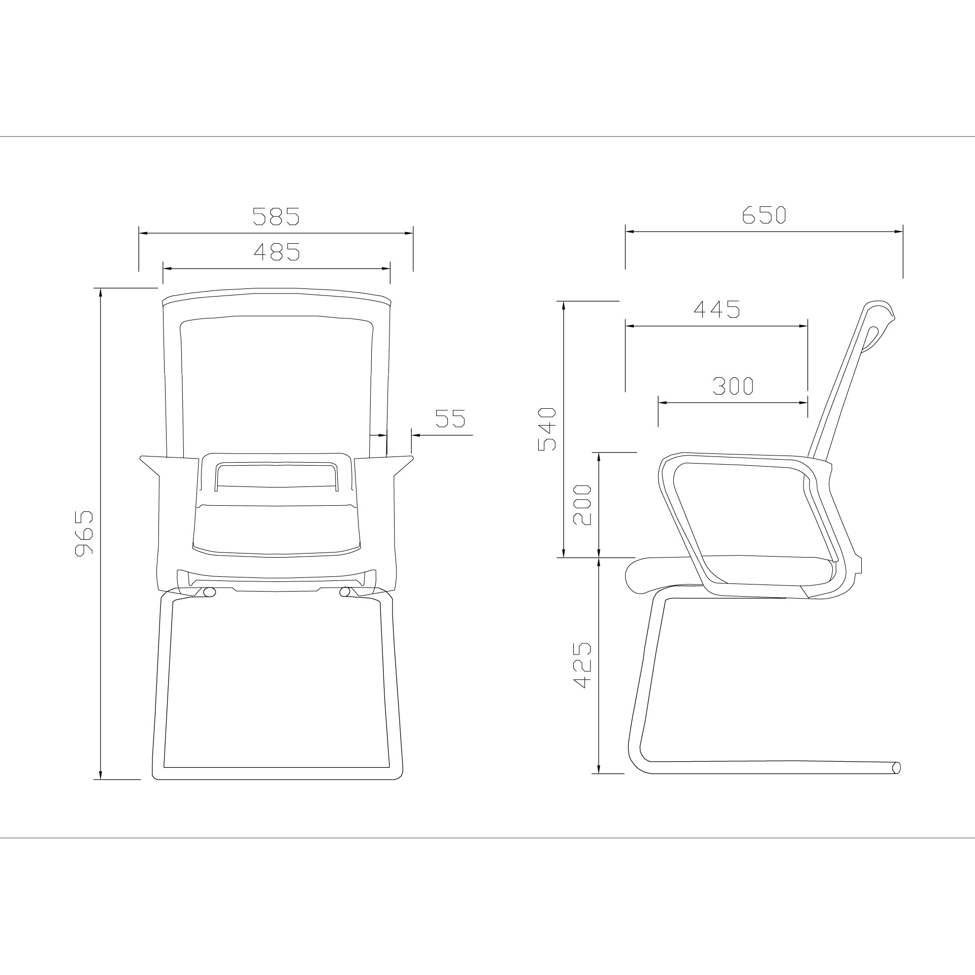 Посетителски стол Smart M, дамаска и меш, до 120 kg, синя седалка, сива облегалка, 2 броя в комплект