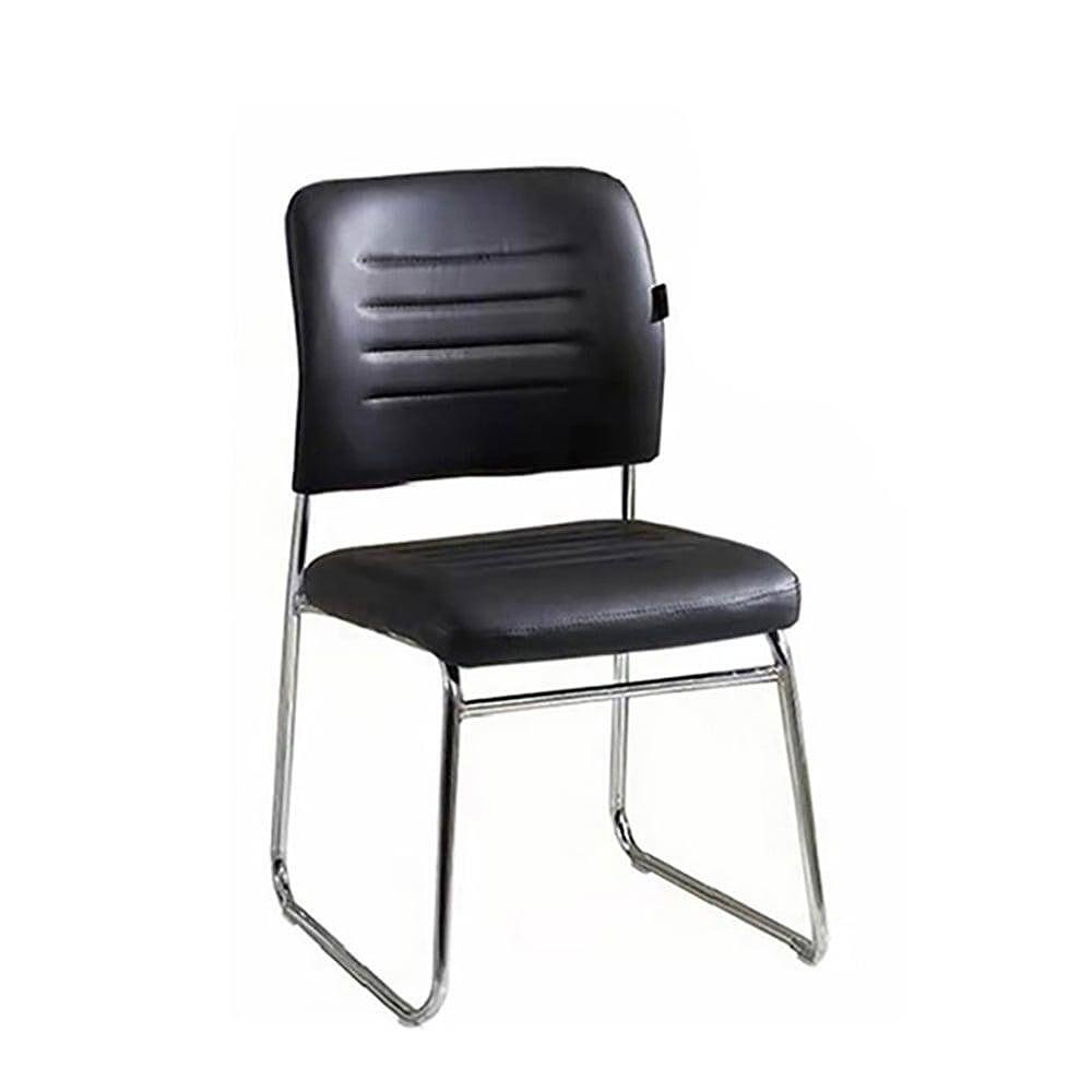 Посетителски стол Iron M, екокожа, метална основа, до 120 kg, черен
