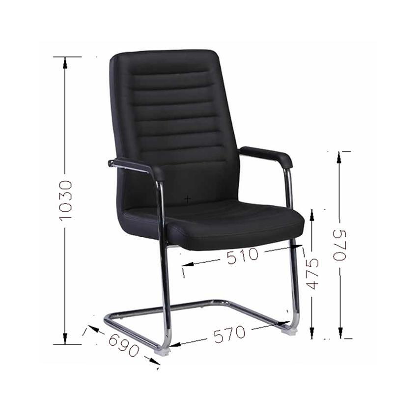 Посетителски стол Sit M, екокожа, метална основа, до 120 kg, черен, 2 броя в комплект