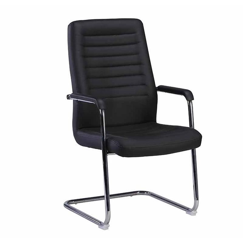 Посетителски стол Sit M, екокожа, метална основа, до 120 kg, черен