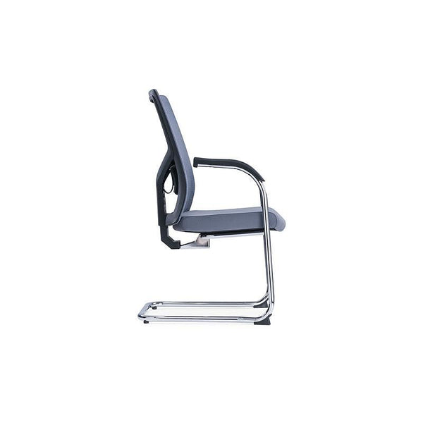 Посетителски стол Snow Black M, дамаска и меш, до 120 kg, светлосива седалка, светлосива облегалка, 2 броя в комплект