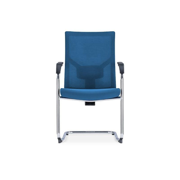 Посетителски стол Snow Black M, дамаска и меш, до 120 kg, тъмносиня седалка, тъмносиня облегалка, 2 броя в комплект