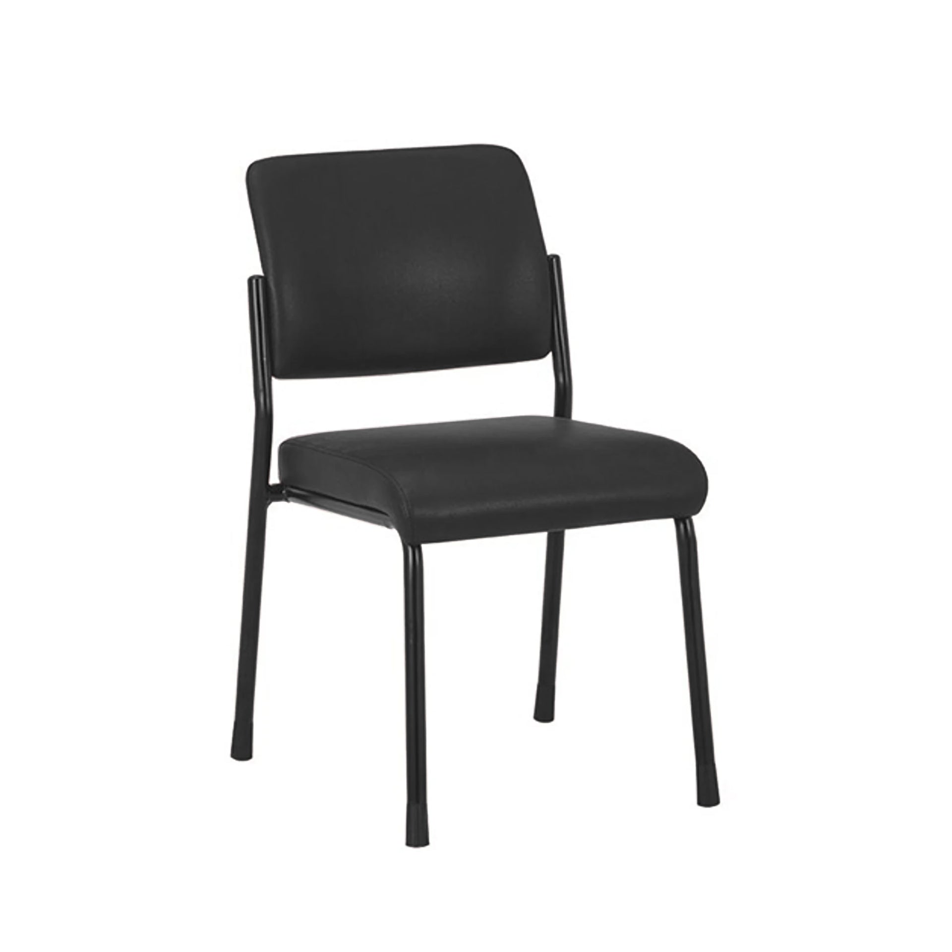 Посетителски стол Solid M, екокожа, метална основа, до 150 kg, черен