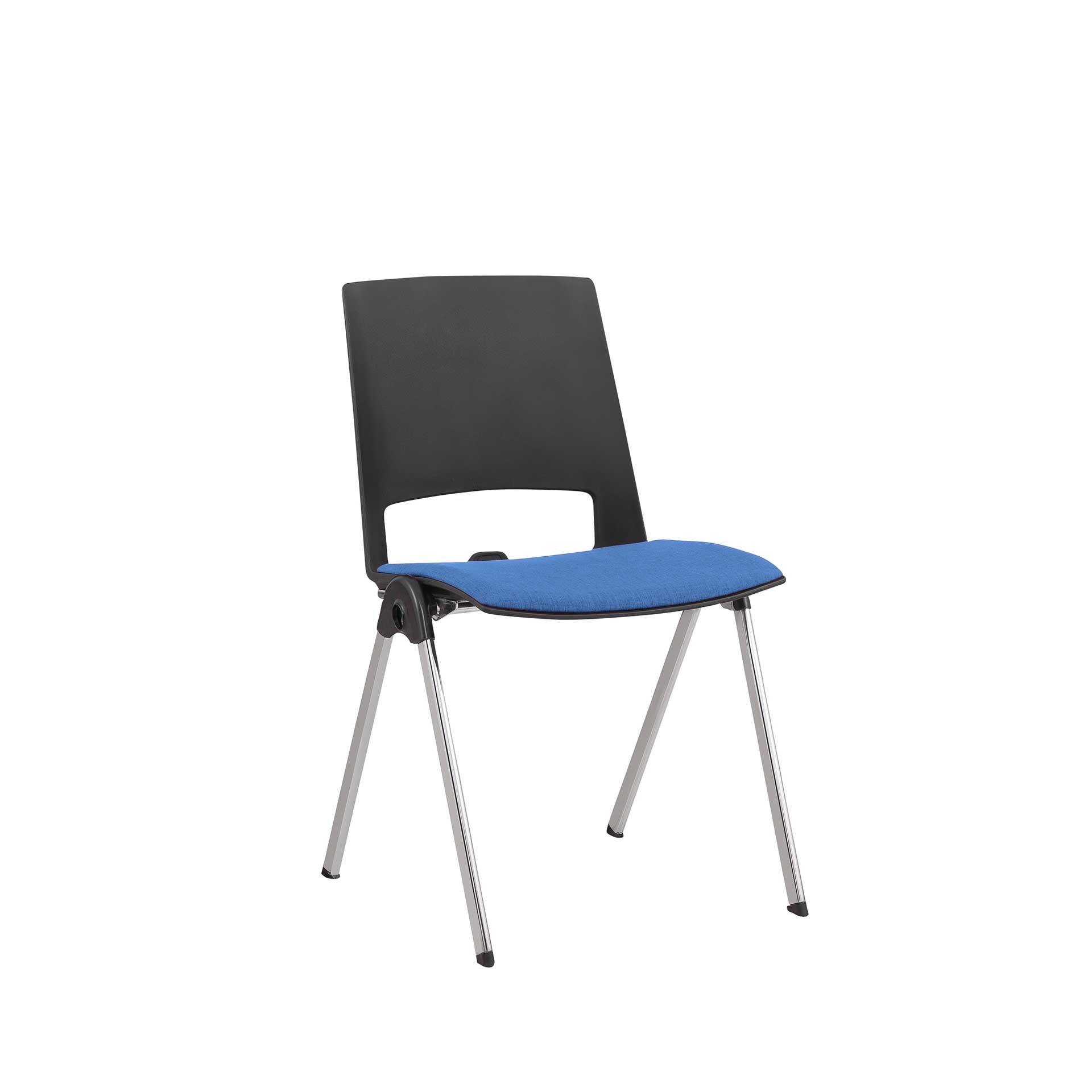 Посетителски стол Sweet Chrome Black, до 120 kg, син, 2 броя в комплект