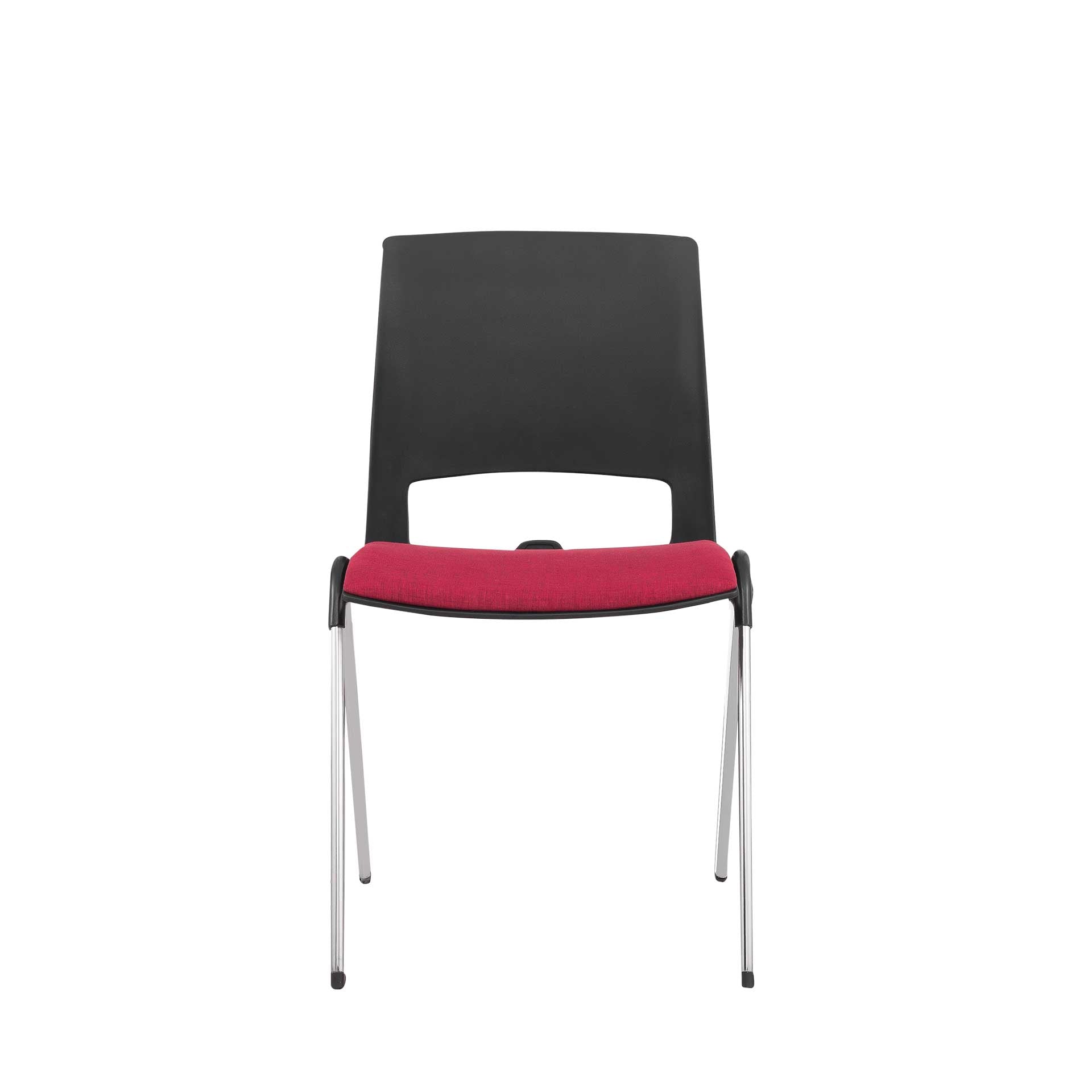 Посетителски стол Sweet Chrome Black, текстил, до 120 kg, червен, 2 броя в комплект