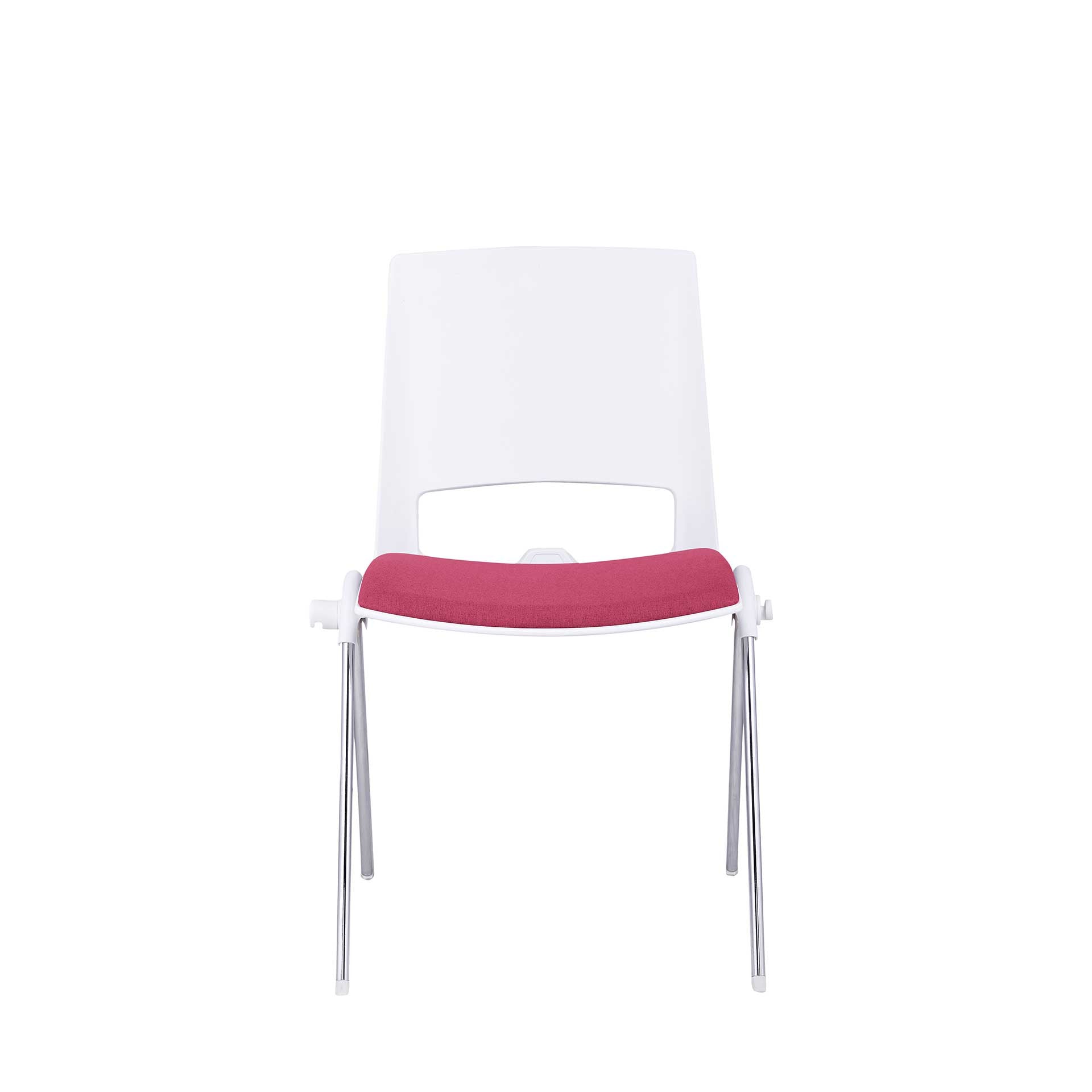 Посетителски стол Sweet Chrome White, текстил, до 120 kg, червен, 2 броя в комплект