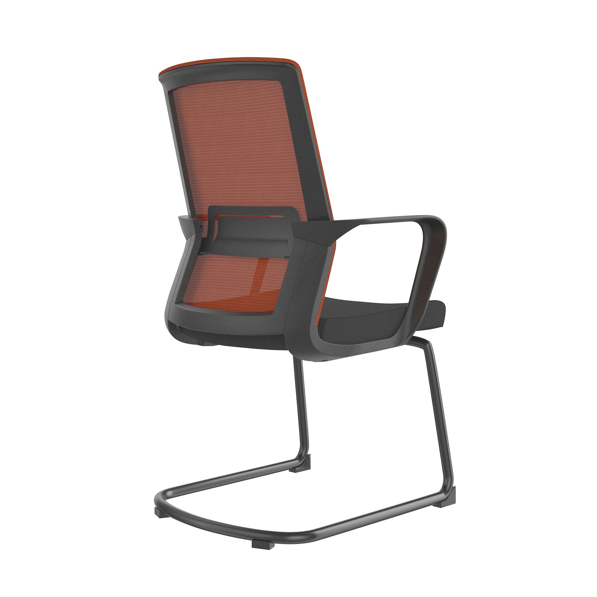 Посетителски стол Smart M, дамаска и меш, до 120 kg, черна седалка, тъмночервена облегалка, 2 броя в комплект