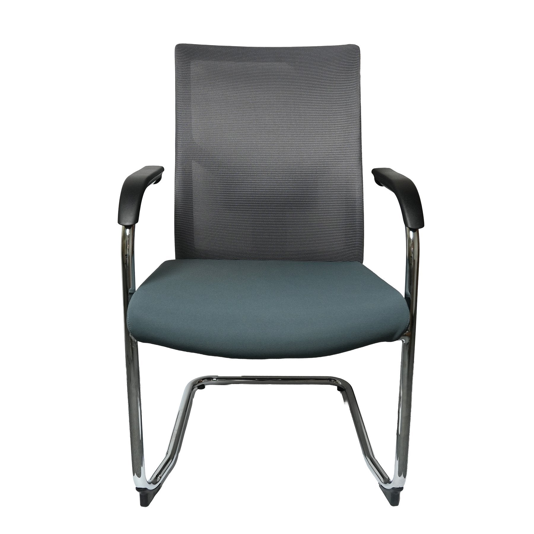 Посетителски стол Snow Black M, дамаска и меш, до 120 kg, зелена седалка, светлосива облегалка, 2 броя в комплект