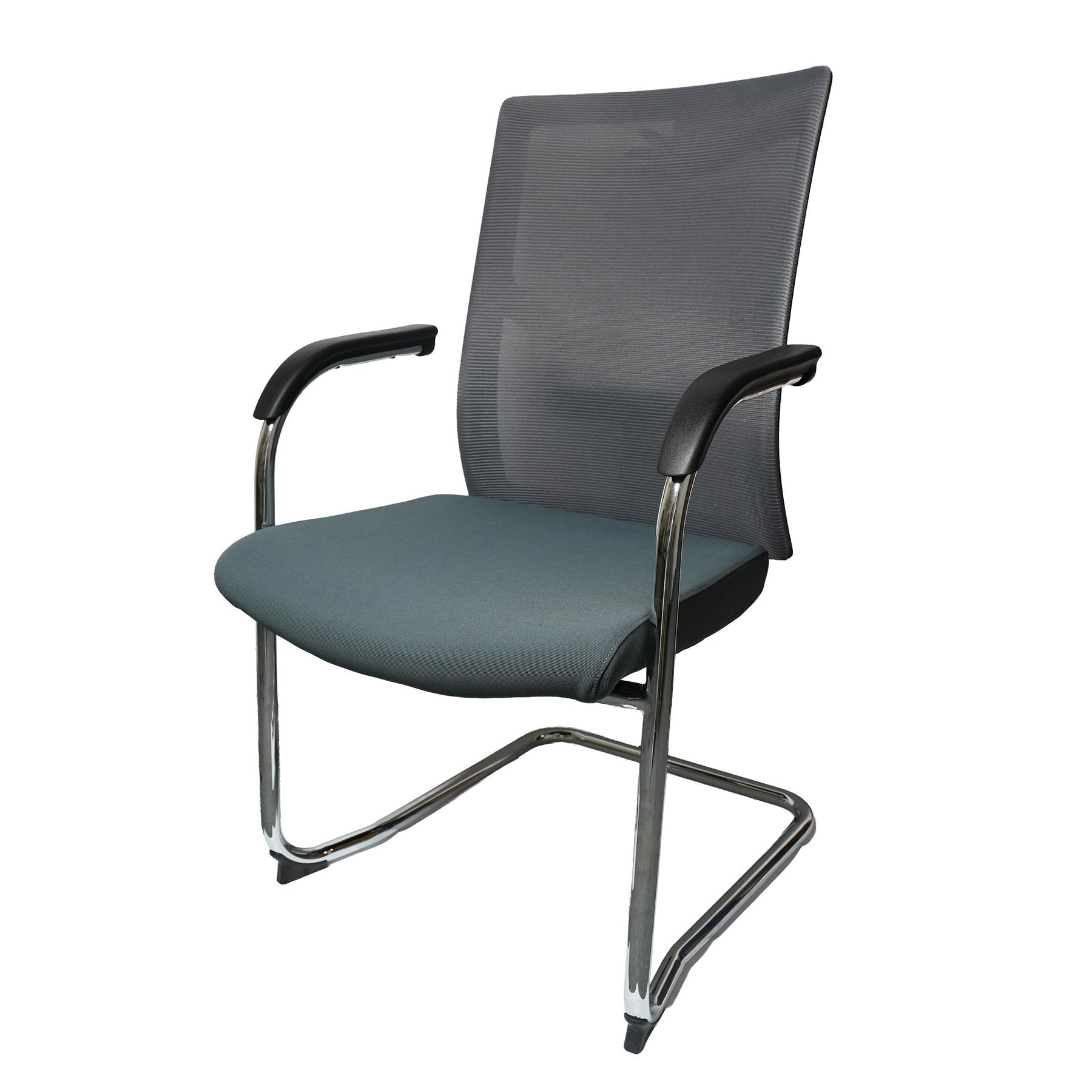 Посетителски стол Snow Black M, дамаска и меш, до 120 kg, зелена седалка, светлосива облегалка, 2 броя в комплект