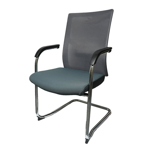 Посетителски стол Snow Black M, дамаска и меш, до 120 kg, зелена седалка, светлосива облегалка, 2 броя в комплект