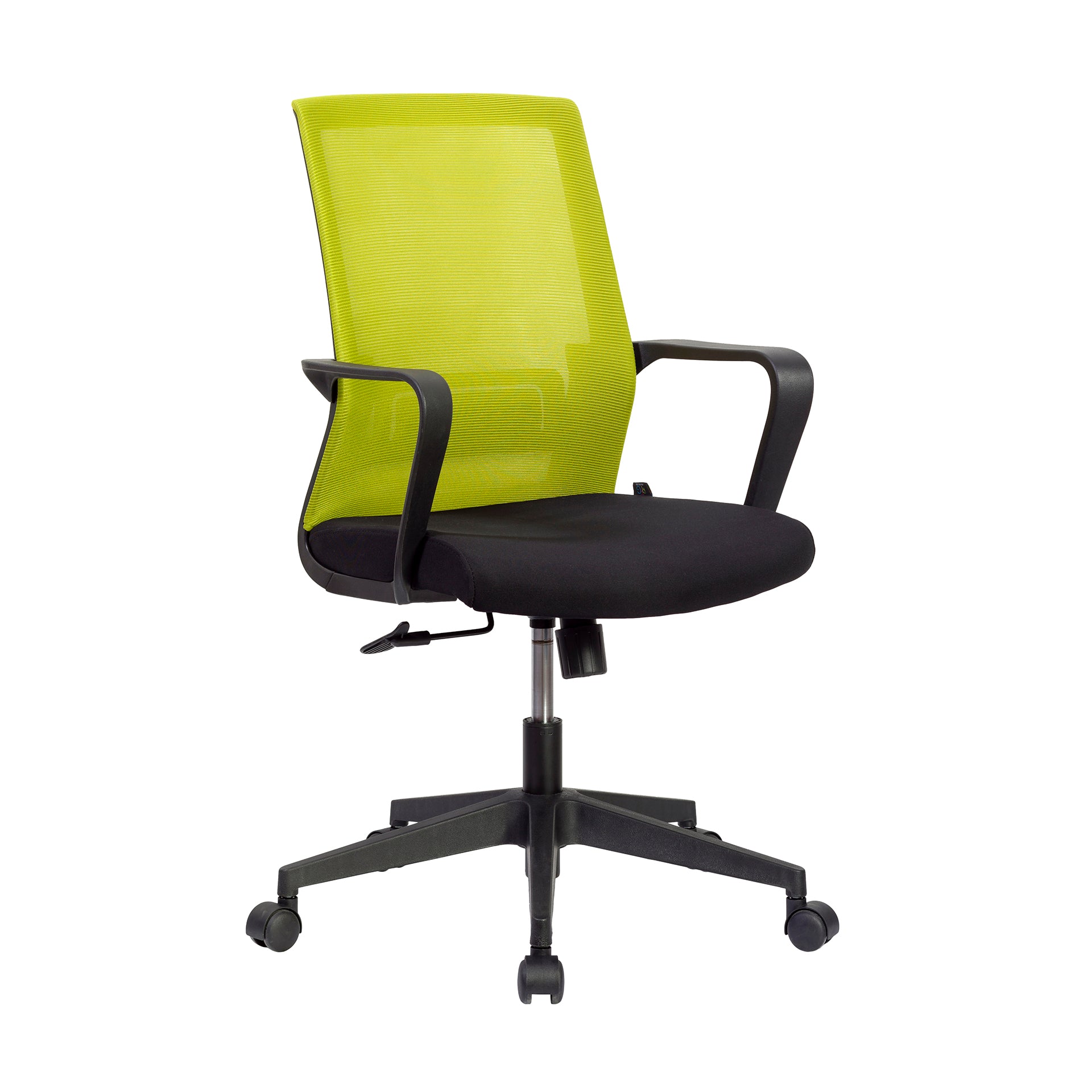 Офис стол Smart W, дамаска и меш, Tilt механизъм, до 120 kg, черна седалка, зелена облегалка