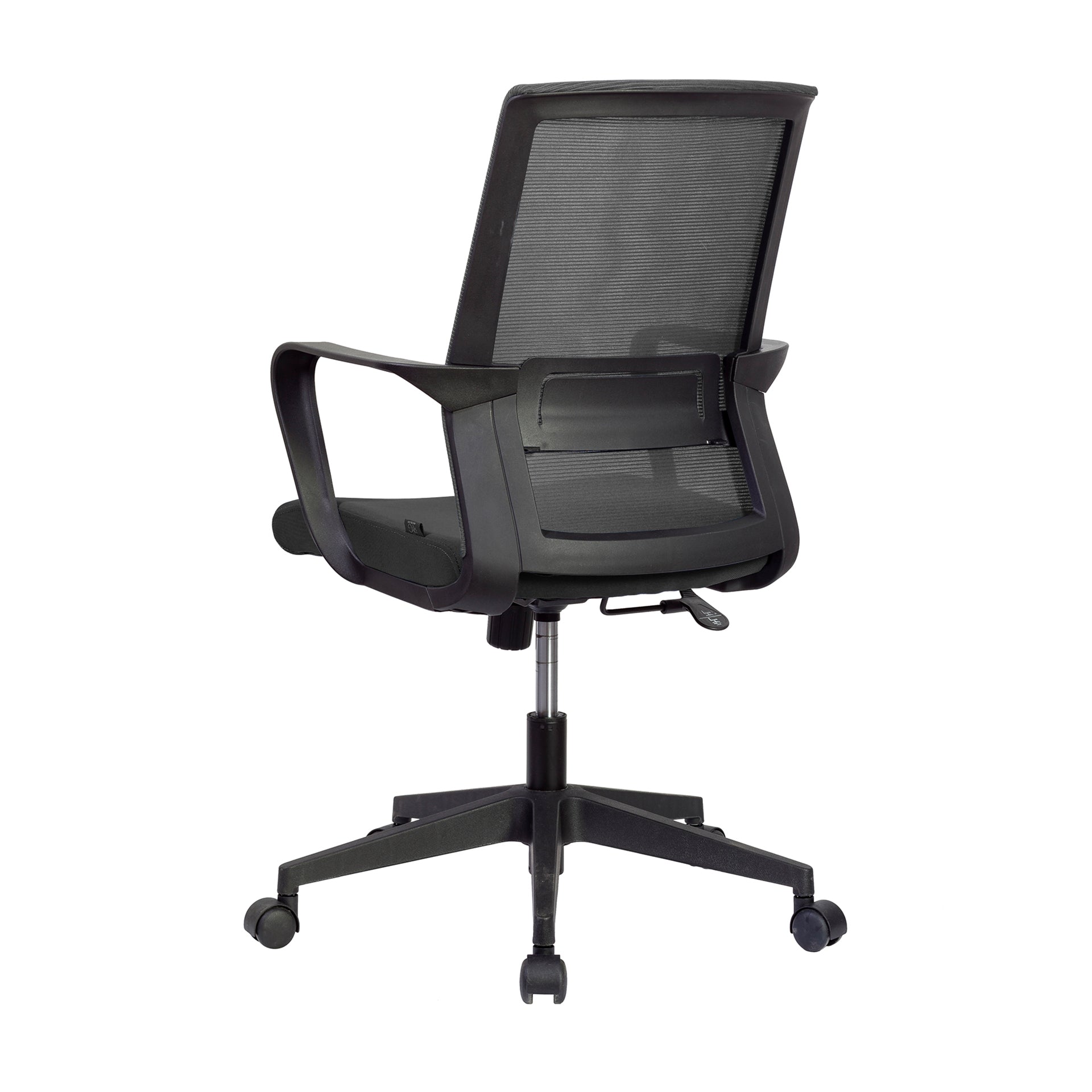 Офис стол Smart W, дамаска и меш, Tilt механизъм, до 120 kg, черна седалка, черна облегалка