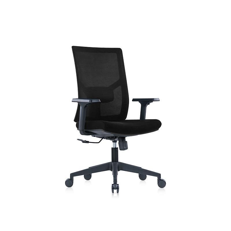 Ергономичен стол Snow Black W, дамаска и меш, Multi-function механизъм, до 120 kg, черна седалка, черна облегалка
