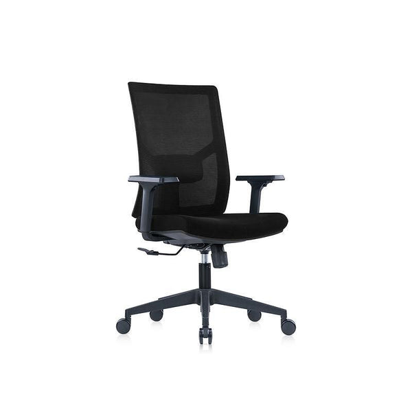 Ергономичен стол Snow Black W, дамаска и меш, Multi-function механизъм, до 120 kg, черна седалка, черна облегалка