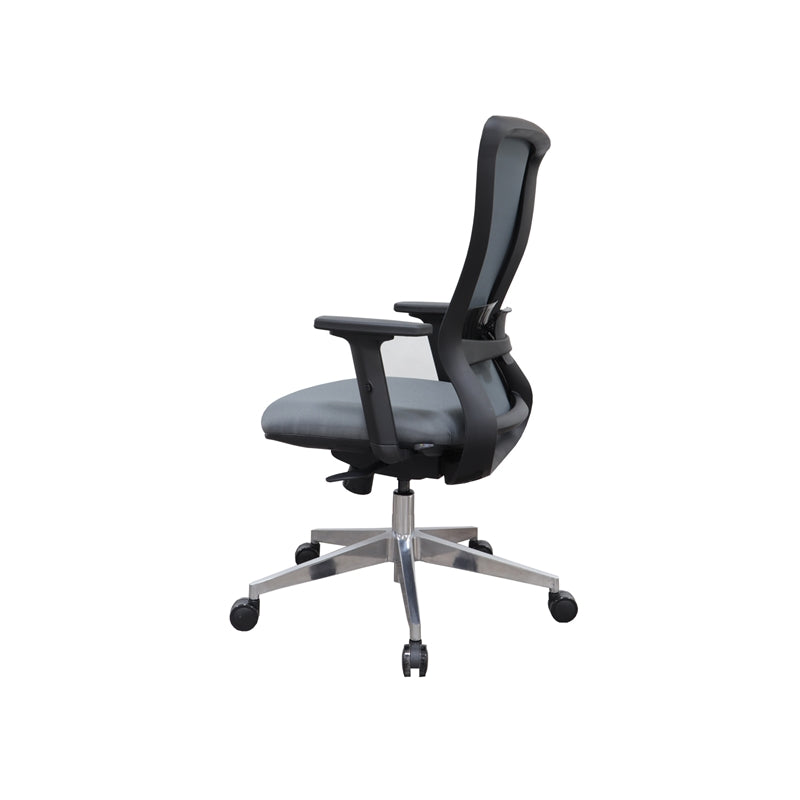 Офис стол Ergo 06 W, дамаска и меш, Synchronous механизъм, до 120 kg, сив
