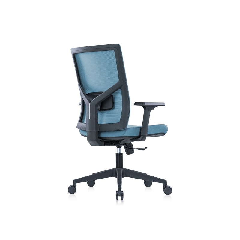 Ергономичен стол Snow Black W, дамаска и меш, Multi-function механизъм, до 120 kg, светлосиня седалка, светлосиня облегалка
