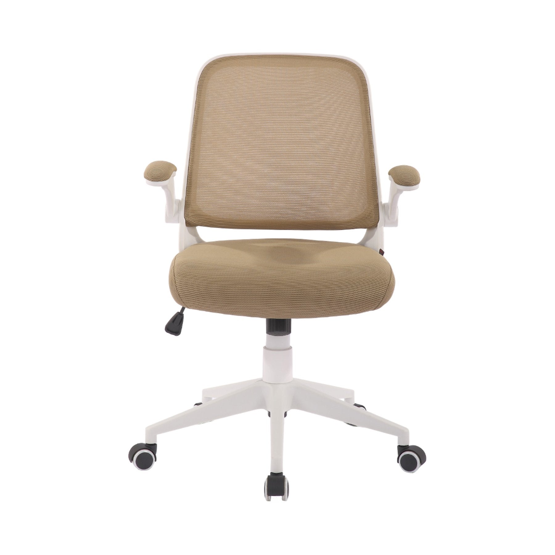 Офис стол Pretty White W, дамаска и меш, Tilt механизъм, до 120 kg, бежов
