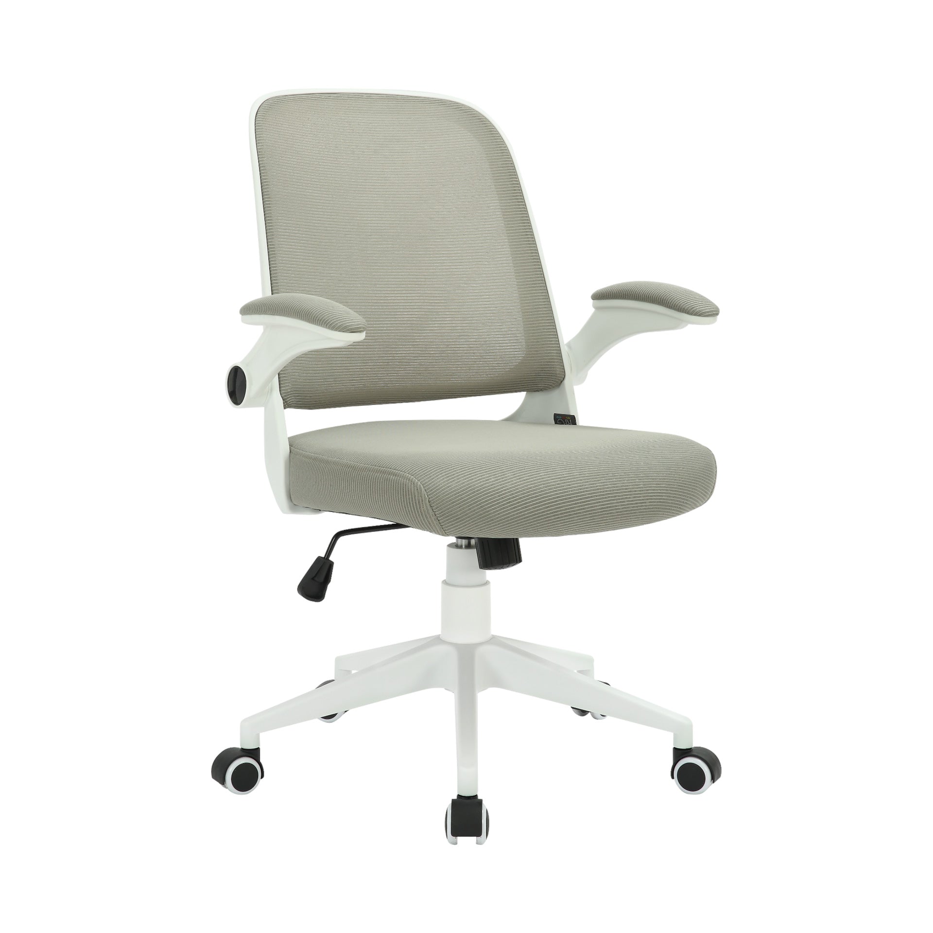 Офис стол Pretty White W, дамаска и меш, Tilt механизъм, до 120 kg, сив