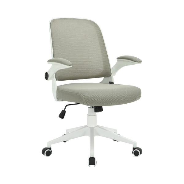 Офис стол Pretty White W, дамаска и меш, Tilt механизъм, до 120 kg, сив