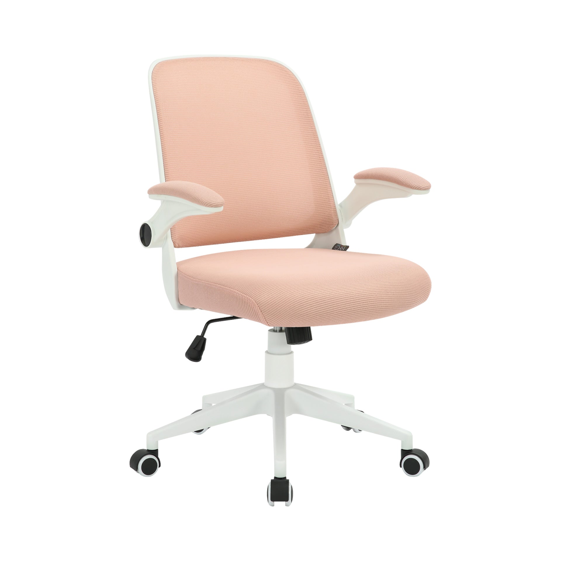 Офис стол Pretty White W, дамаска и меш, Tilt механизъм, до 120 kg, розов