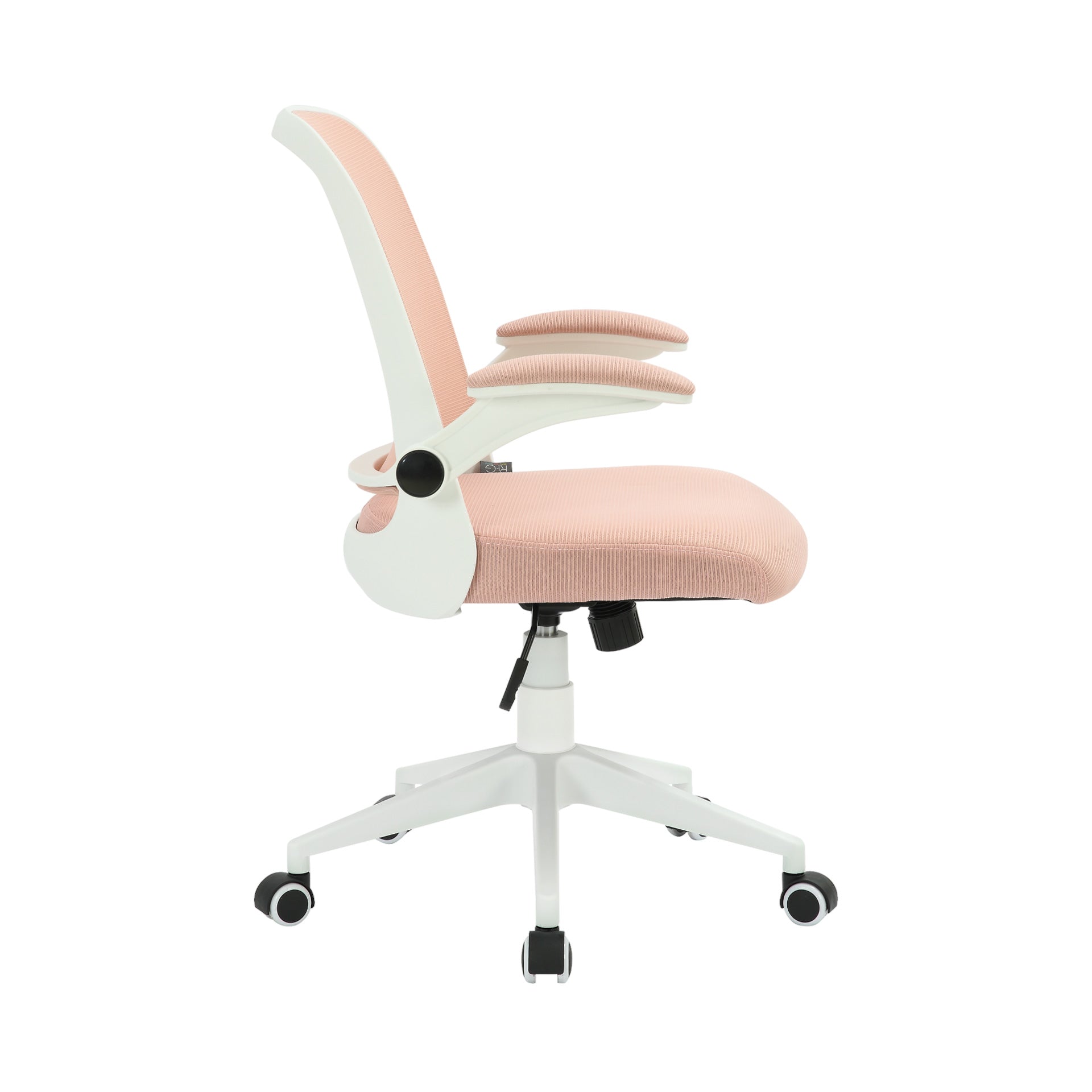 Офис стол Pretty White W, дамаска и меш, Tilt механизъм, до 120 kg, розов