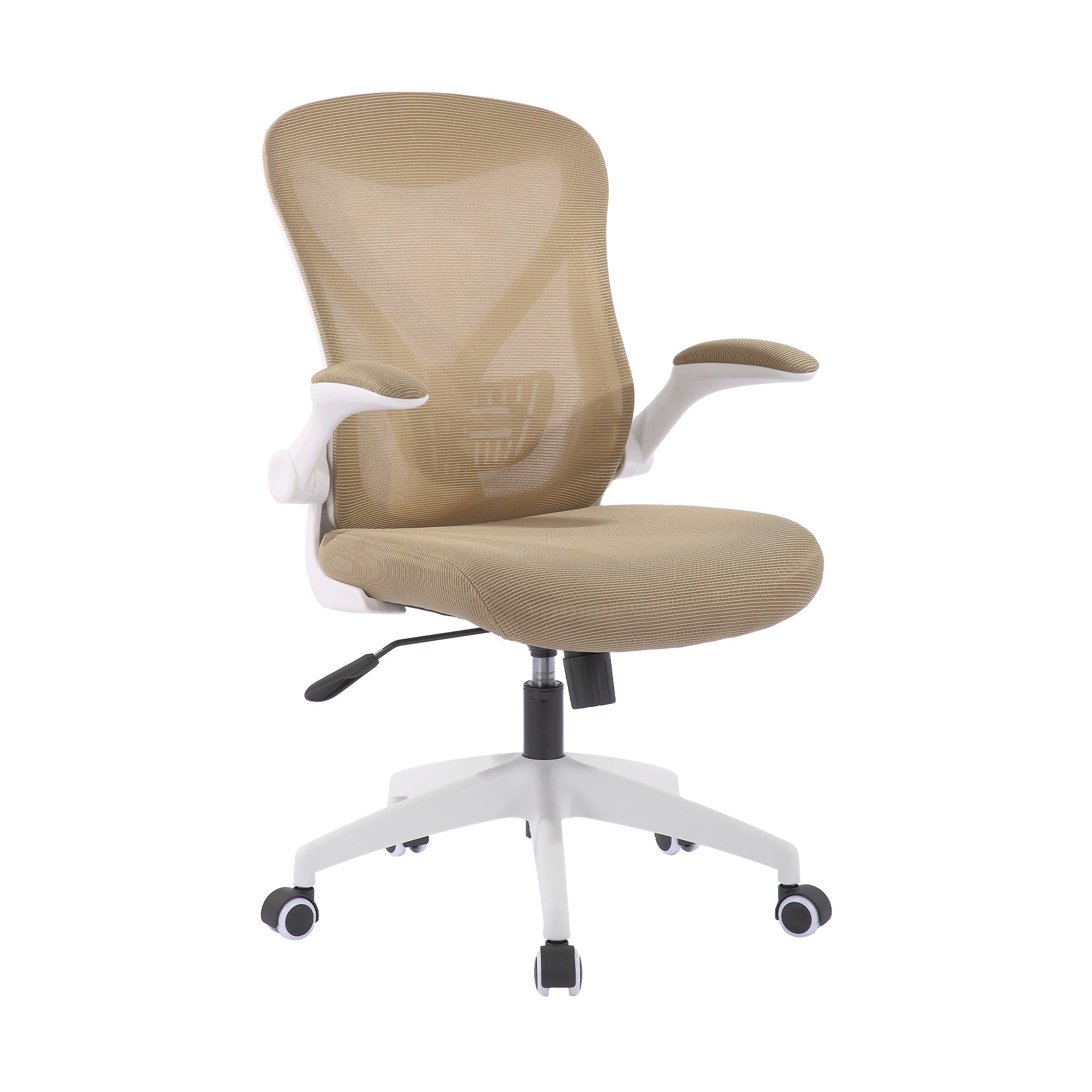 Офис стол Jolly White W, дамаска и меш, Tilt механизъм, до 120 kg, бежов