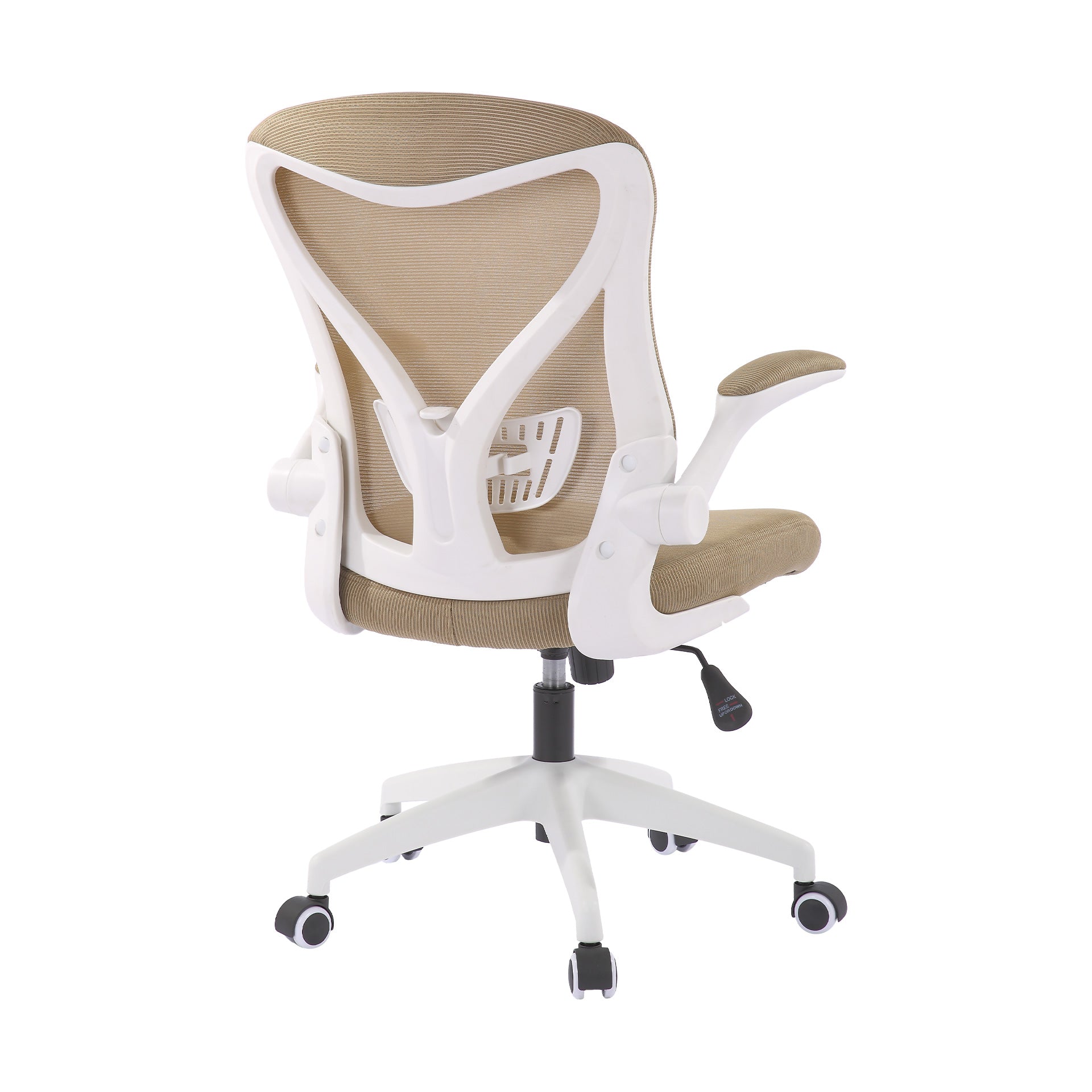 Офис стол Jolly White W, дамаска и меш, Tilt механизъм, до 120 kg, бежов