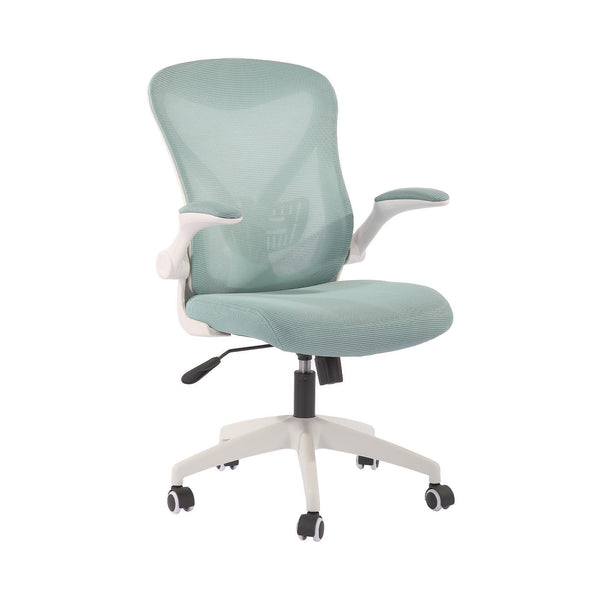 Офис стол Jolly White W, дамаска и меш, Tilt механизъм, до 120 kg, синьо-зелен