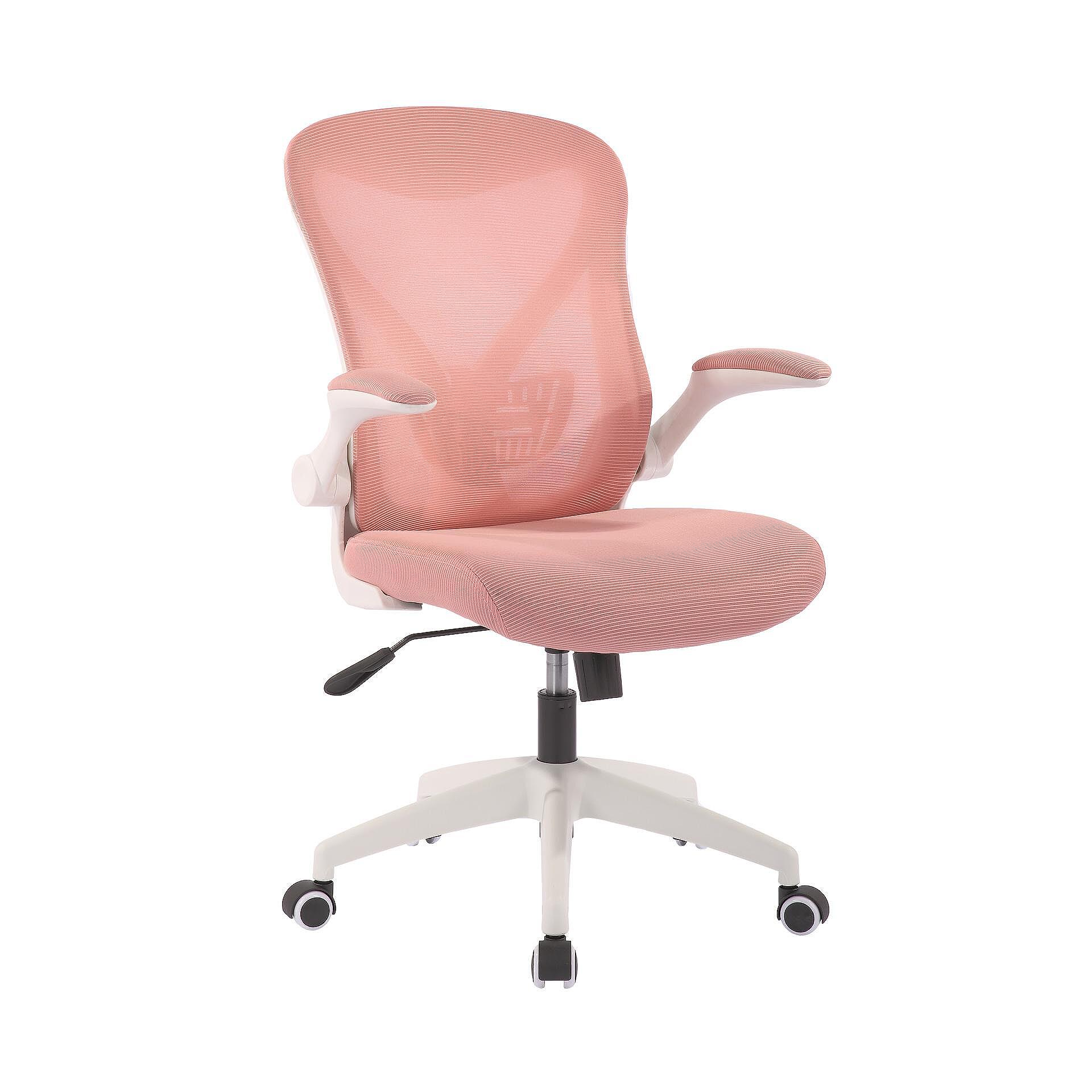 Офис стол Jolly White W, дамаска и меш, Tilt механизъм, до 120 kg, розов