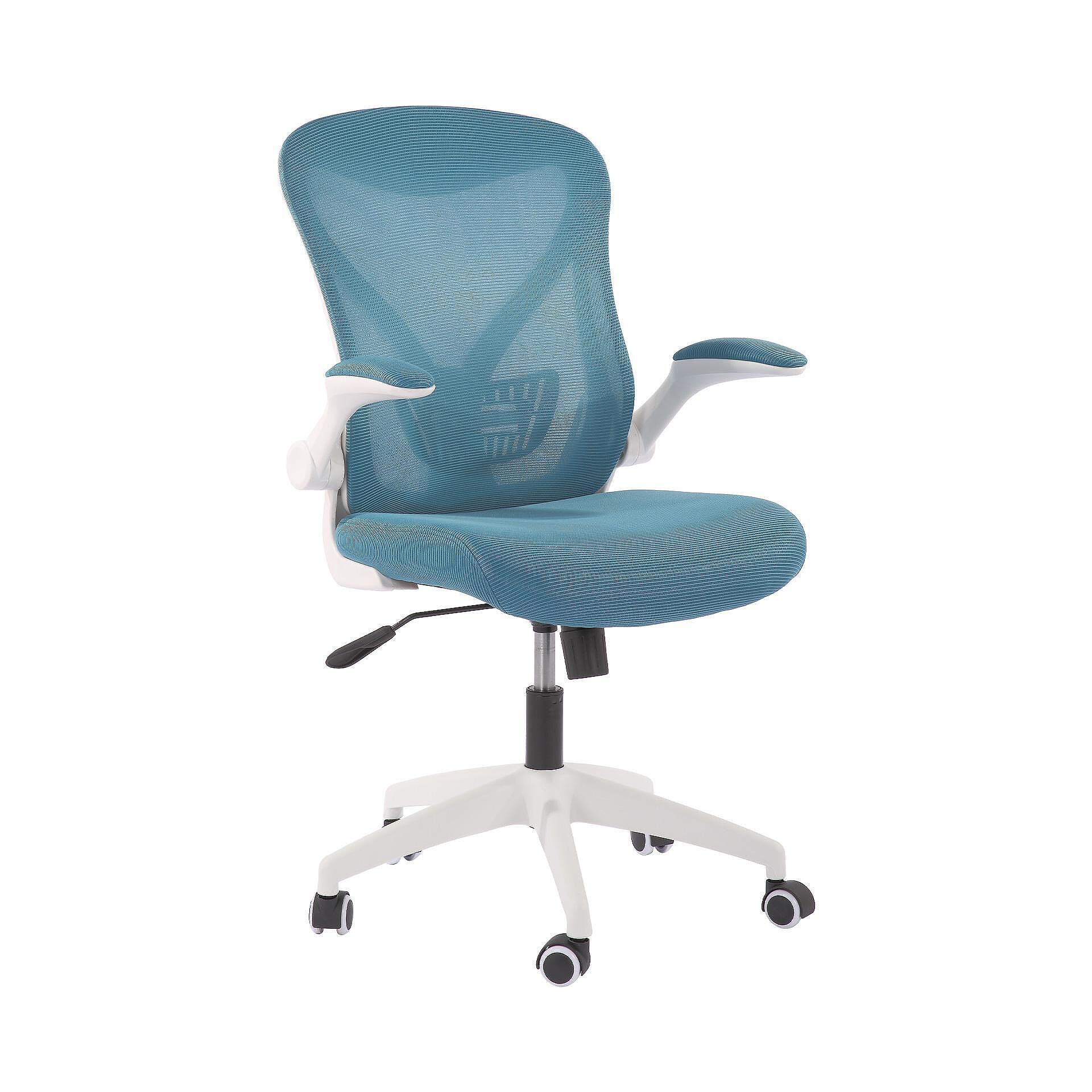 Офис стол Jolly White W, дамаска и меш, Tilt механизъм, до 120 kg, син