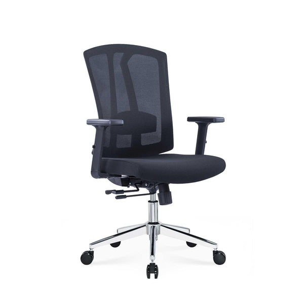 Ергономичен стол Primo Lux Chrome W, дамаска и меш, Multi-function механизъм, до 130 kg, черен