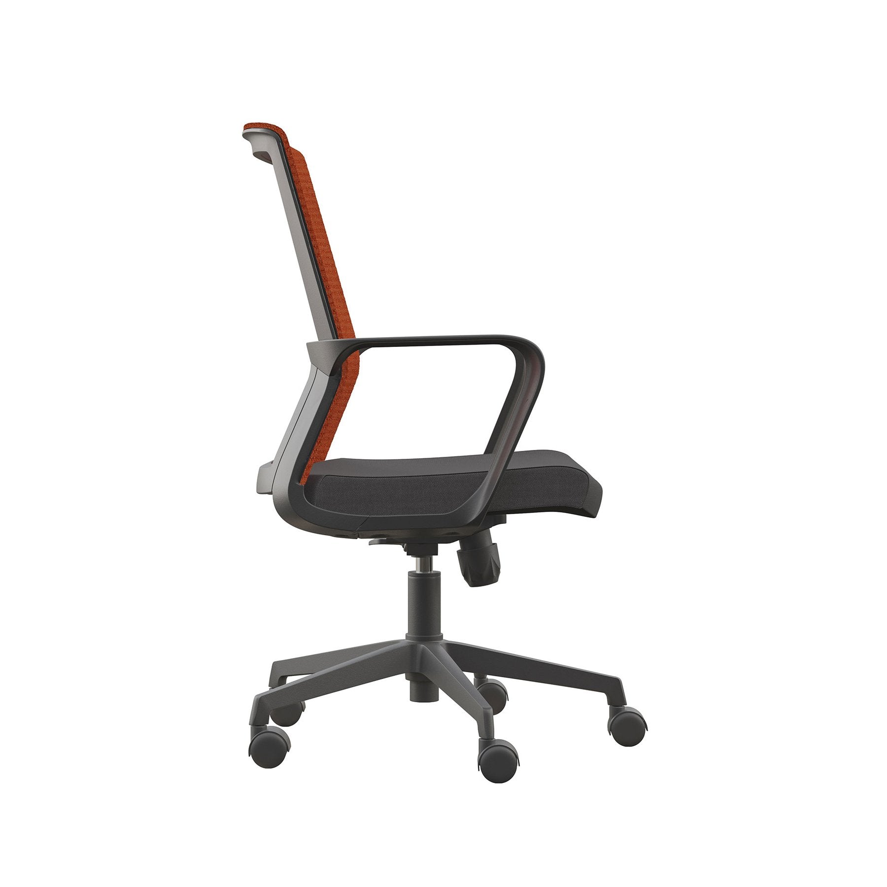 Офис стол Smart W, дамаска и меш, Tilt механизъм, до 120 kg, черна седалка, тъмночервена облегалка